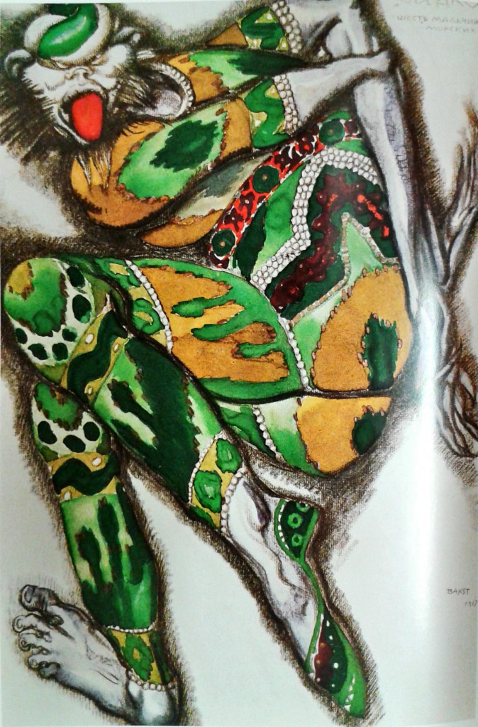 Den gröne djävulen (kostymskiss av Leon Bakst till Rimsky-Korsakovs Sadko), ur Leon Bakst : set and costume designs, London : Penguin, 1988